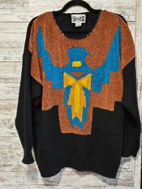 90s Vintage Design Zone Southwestern Bird Motif Sweater in 3x